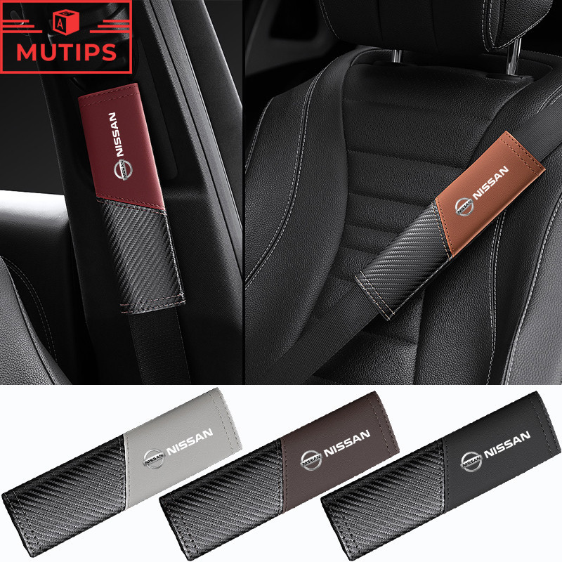 2 ชิ้น Nissan ปลอกหุ้มเข็มขัดนิรภัย อ่อนนุ่ม ตกแต่งรถ ที่หุ้มเข็มขัดนิรภัยในรถยนต์ ป้องกันไหล่ Kicks 2022 Note Almera Terra Navara nismo xtrail t32 t33 March Teana Leaf Juke Sylphy