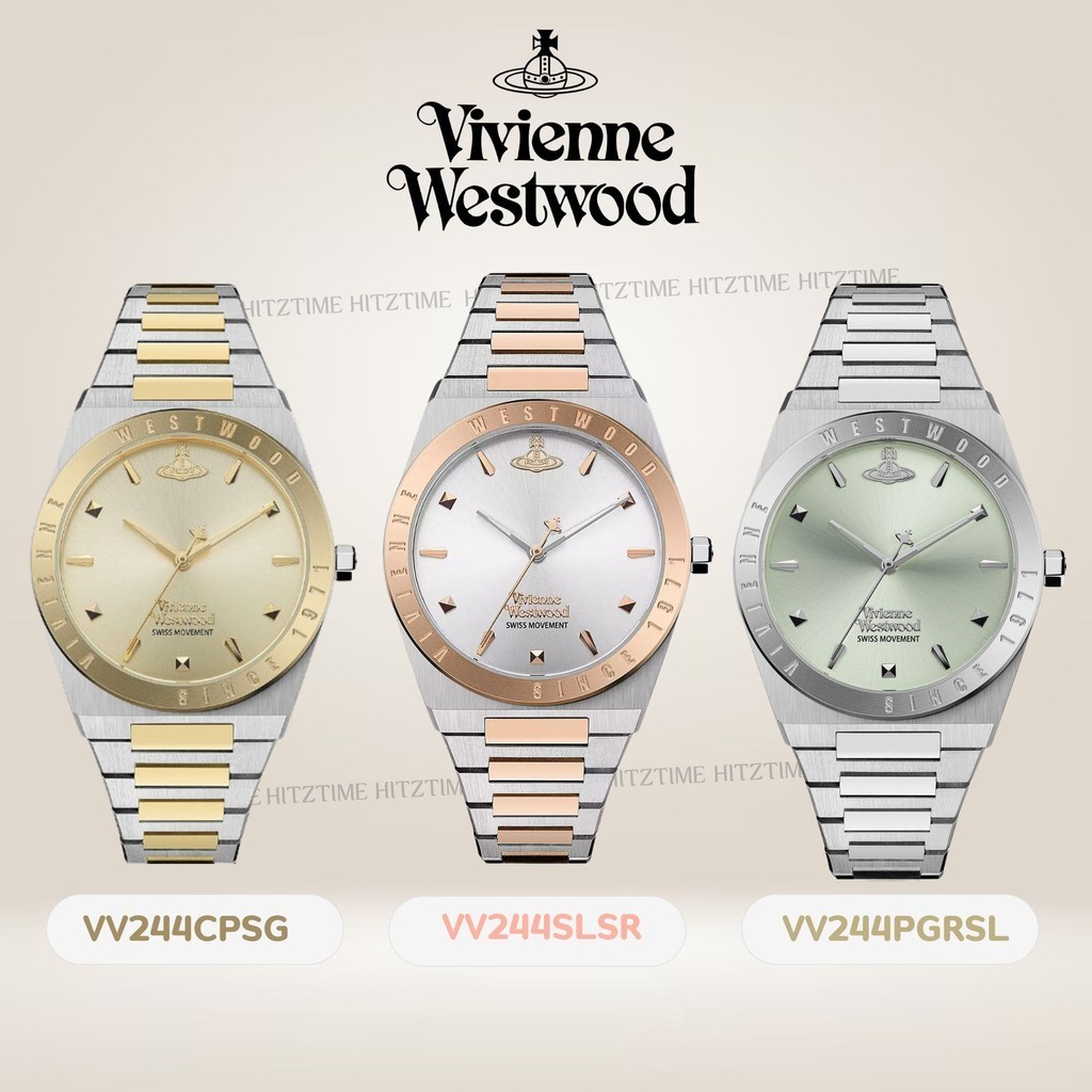 HIZTIME นาฬิกา Vivienne Westwood นาฬิกาข้อมือผู้หญิง นาฬิกาผู้หญิง แบรนด์เนม  Brandname รุ่น VV244PGRAL