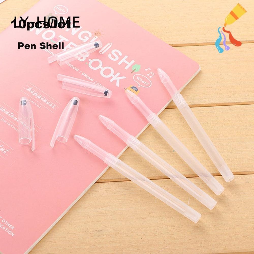 LY 10PCs/Set New Ballpoint Shell Stationery Transparent Gel Pen Cover Simple Style Portable Plastic Hot Writing Supplies
