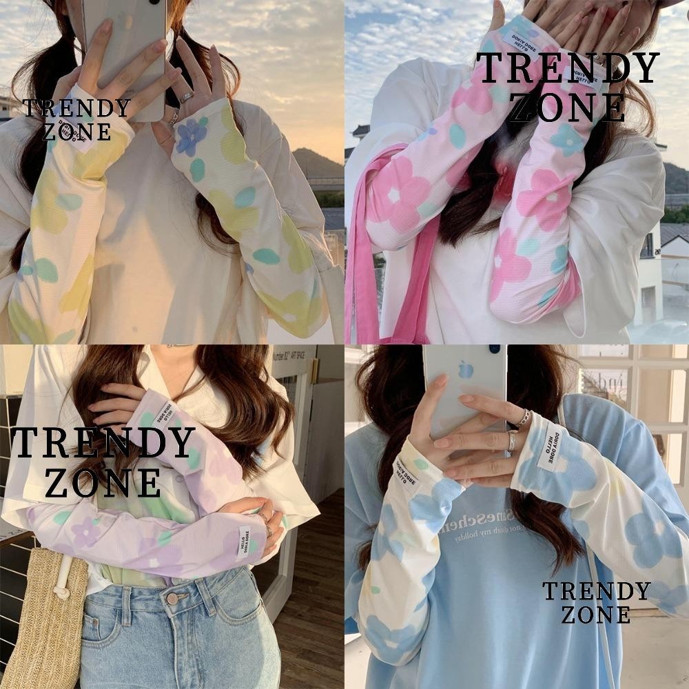 Trendyzone พิมพ ์ แขน , ถุงมือยาวยืดหยุ ่ นผ ้ าไหมน ้ ําแข ็ ง , ปลอกกันแดดบางเฉียบระบายอากาศป ้ องกันรังสีอัลตราไวโอเลต
