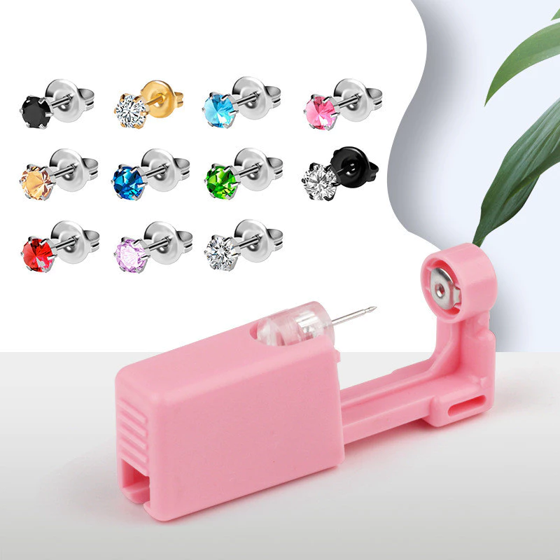 ความปลอดภัยหูเจาะปืนชุดทิ ้ งฆ ่ าเชื ้ อความปลอดภัยต ่ างหู Piercer เครื ่ อง Studs จมูก CLip Body เครื ่ องประดับเจาะเครื ่ องมือ