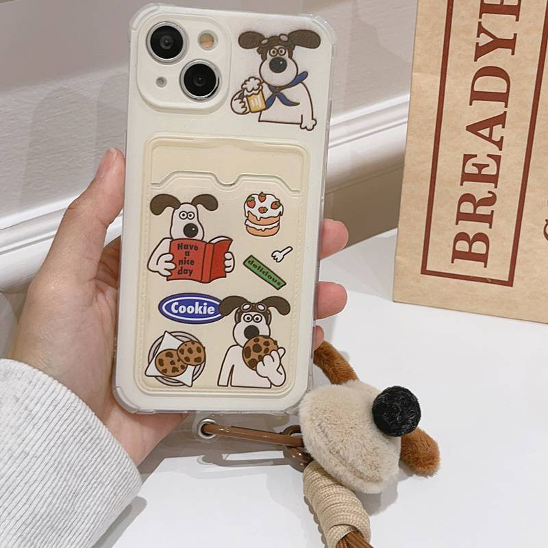 Cool Gromit Dog Card Holder Soft TPU Case HP สําหรับ iP iPhone 12 13 14 15 Pro Max 11 ตุ ๊ กตาจี ้ Casing Apple