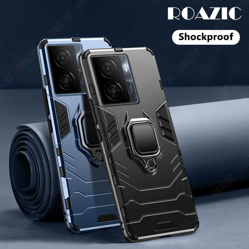 สําหรับ VIVO IQOO Z7x 5G กรณี Anti-fall Hard PC ฝาครอบโทรศัพท ์ 360 หมุนโลหะดูดผู ้ ถือรถปลอก SHK01