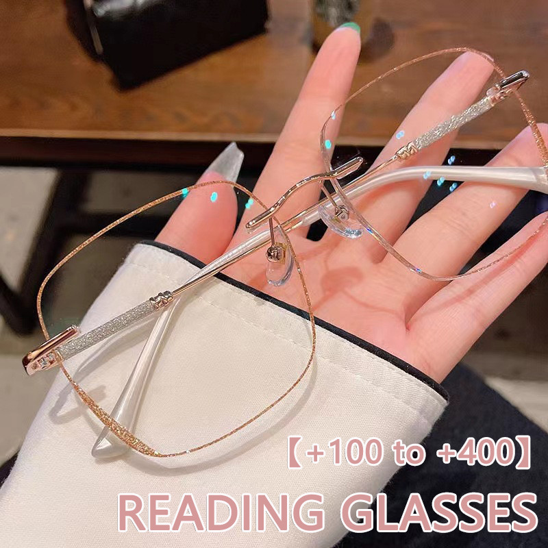 + 100 ถึง +400 แว ่ นตาอ ่ านหนังสือสําหรับผู ้ หญิงแฟชั ่ นความละเอียดสูงป ้ องกันแสงสีฟ ้ าแว ่ นตา Presbyopic เกรด