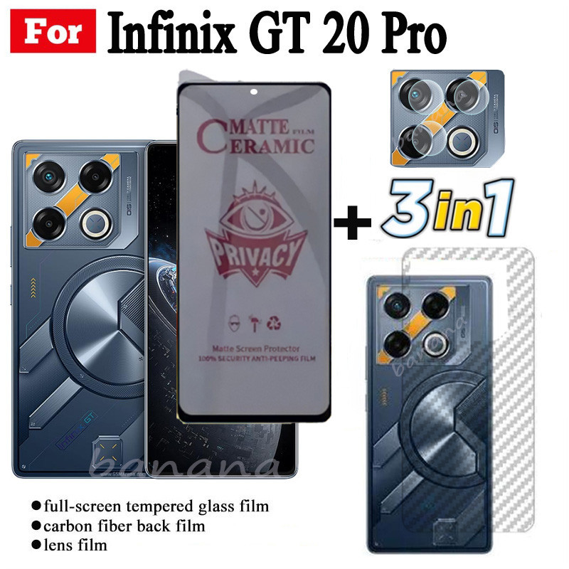 3 IN 1 infinix GT 20 Pro Anti-Spy Privacy ฟิล์มเซรามิคสําหรับ infinix Note 40 30 10 Pro Smart 8 Pro 8 Plus สมาร์ท 7 เลนส์กล้องกระจกป้องกันหน้าจอและฟิล์มด้านหลัง