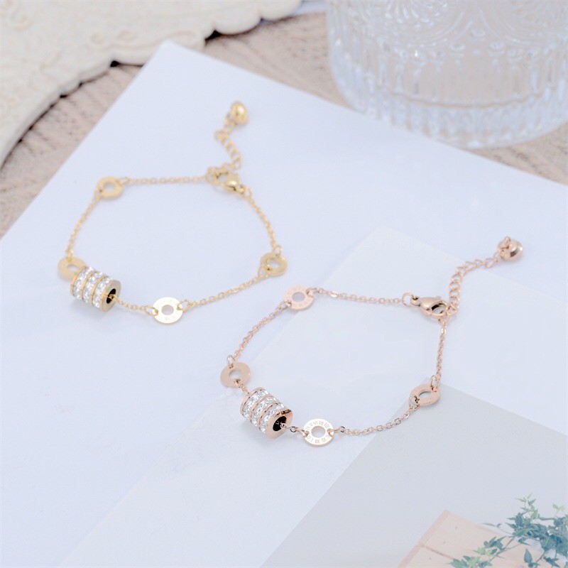 สร้อยข้อมือ กำไลข้อมือตัวเลขโรมัน เพชร18K แฟชั่น สวมใส่ผู้ชาย ผู้หญิง