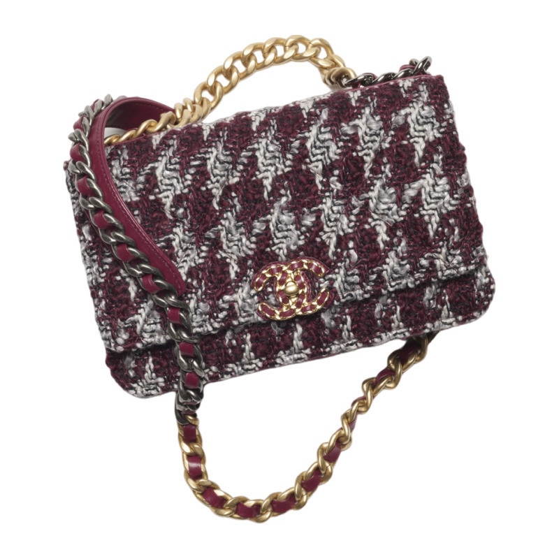 Chanel/Chanel Women's Wallet Portafoglio 19 Woolen Tweed Plaid Chain