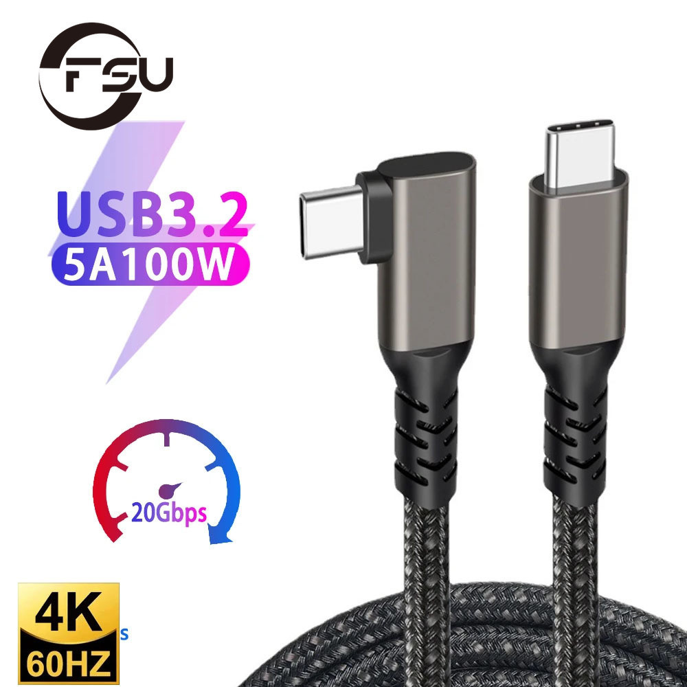 Fsu 1 M 2 M 3 M 5 M USB C 3.2 Gen Type C 5A 100W PD Fast สายชาร์จ 20Gbps 4K @ 60HZ Video VR Link Data Cord สําหรับแล็ปท็อป Macbook Pro