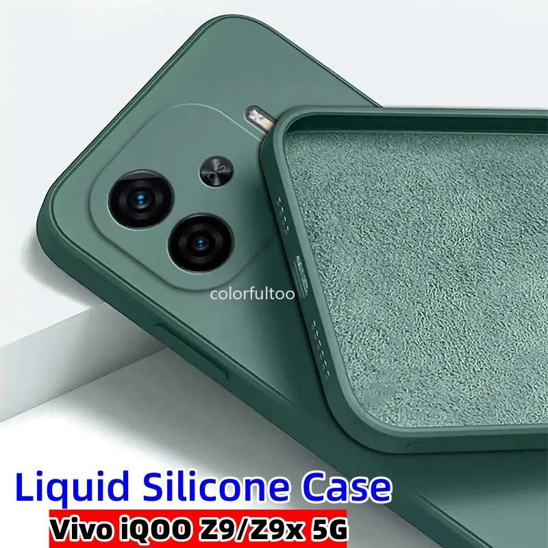 Iqooz9 2024 สแควร์ซิลิโคนเคสโทรศัพท์สําหรับ Vivo iQOO Z9 Z9x Z 9X Z9Turbo 5G คู่ TPU กันชนนุ่มกันกระแทกเคสโทรศัพท์กล้องเลนส์ป้องกันปกหลัง