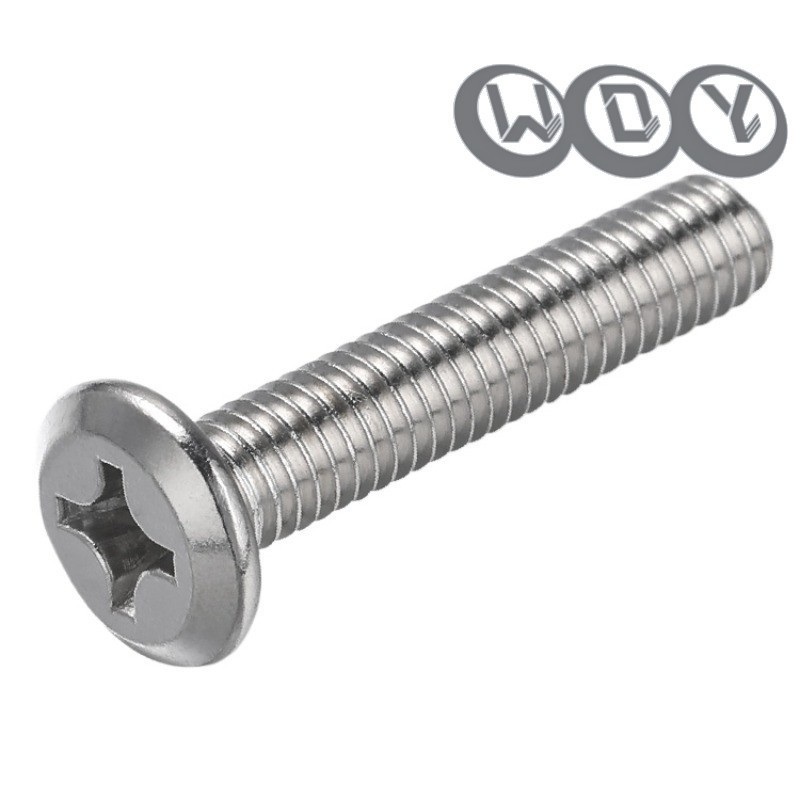 [YTH1] น็อต หัวจมแบน หัวกลมแบน P+ สแตนเลส 304 เกลียวมิล หยาบ/ Round Flat Head Phillip Machine Screw SUS304 M2M2.5M3M4M5M6M8