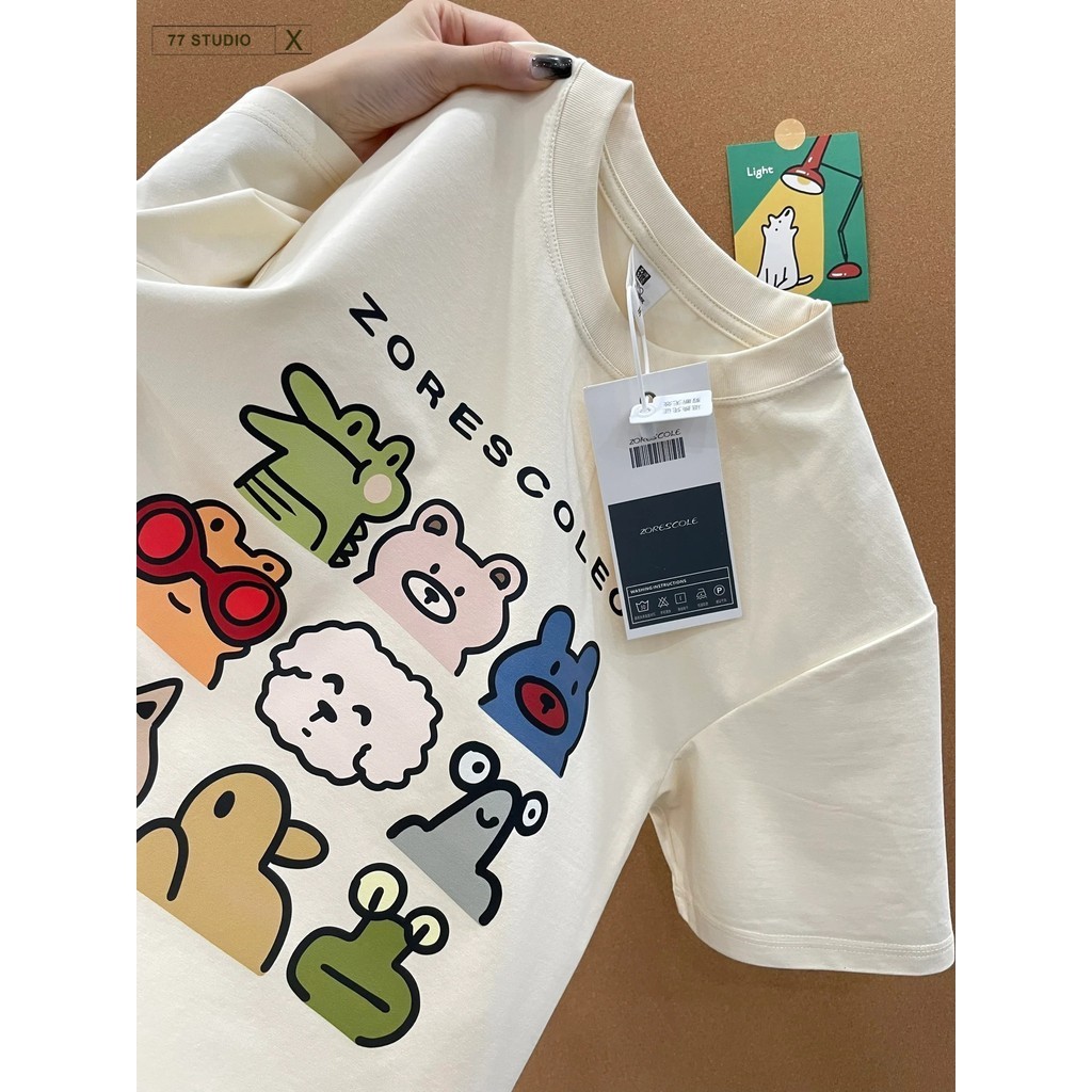 พร้อมส่ง เสื้อ พร้อมส่ง เสื้อยืดแขนสั้น คอกลม โอเวอร์ไซซ์ สไตล์เกาหลี แฟชั่นสําหรับผู้ชาย การ์ตูนน่ารัก และผู้หญิง