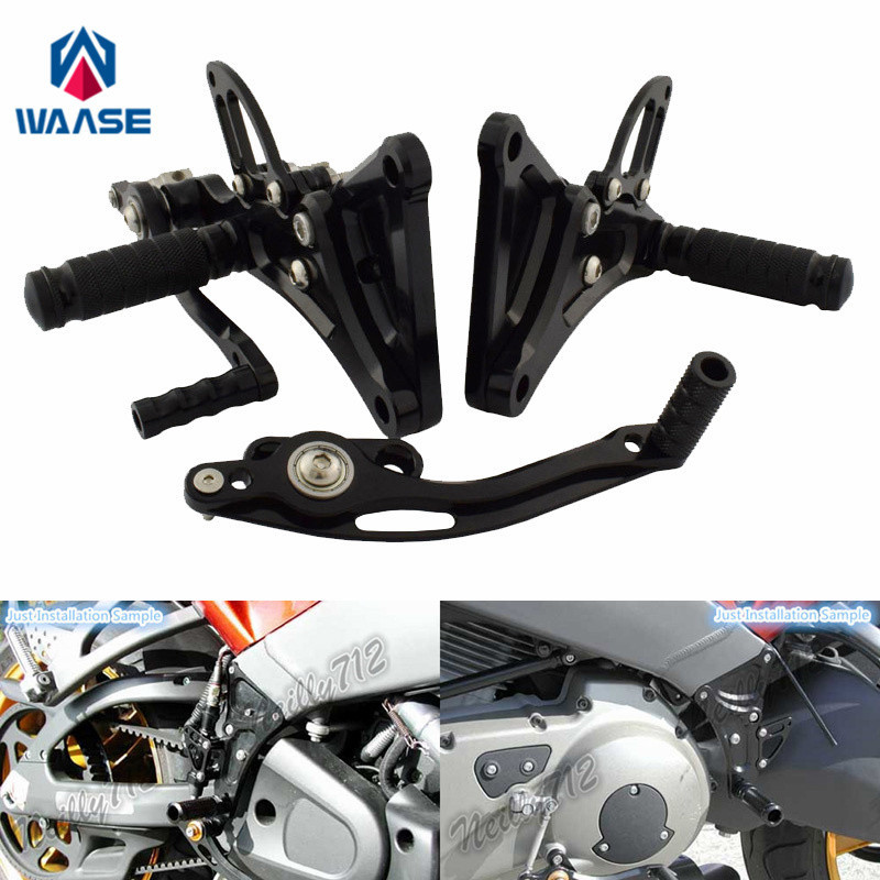 Waase สําหรับ Buell Firebolt Lightning XB9R XB9S XB12R XB12S CNC ปรับ Rider ด้านหลังชุด Rearset เท้า