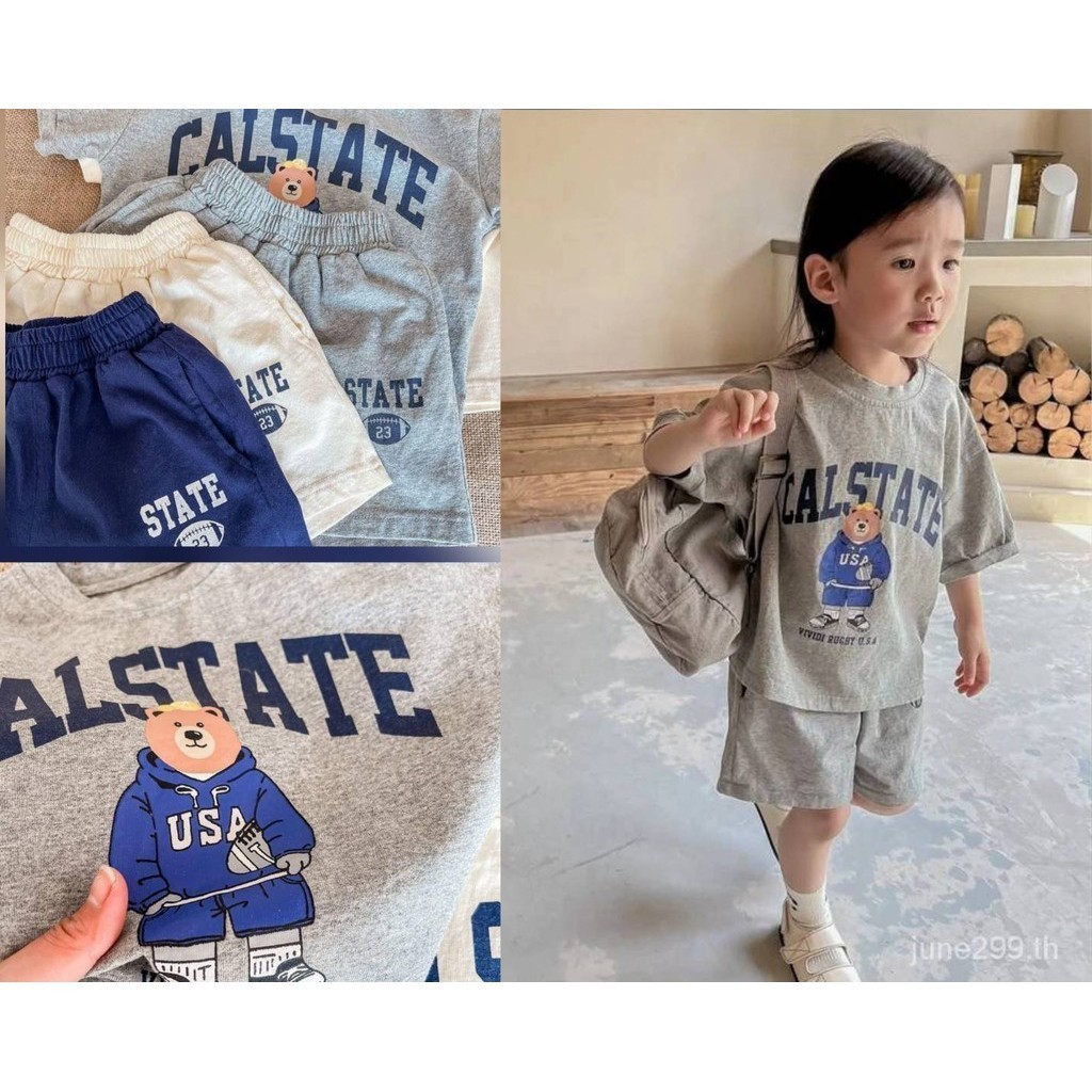 ชุดเสื้อแขนสั้น กางเกงขาสั้น แฟชั่นสไตล์เกาหลี ลายการ์ตูนน่ารักๆ