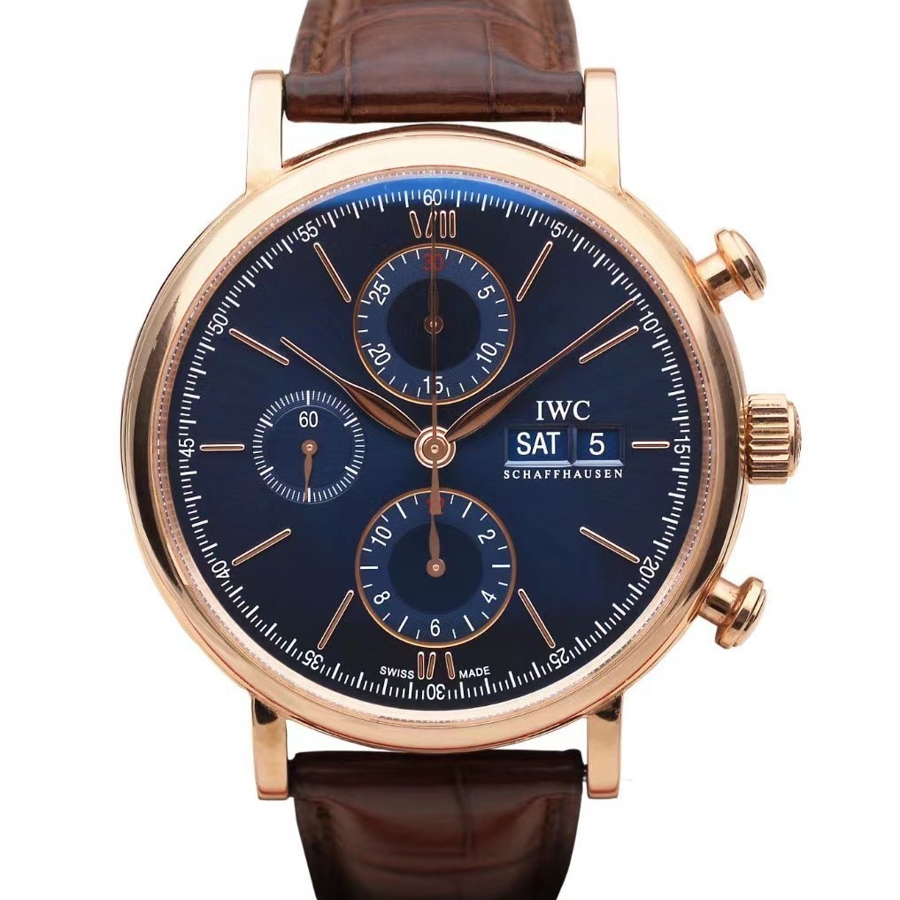 Iwc IWC IWC Baitao Fino Blue Face 18K Rose Gold Chronograph Automatic Mechanical Men 's Watch IW391035