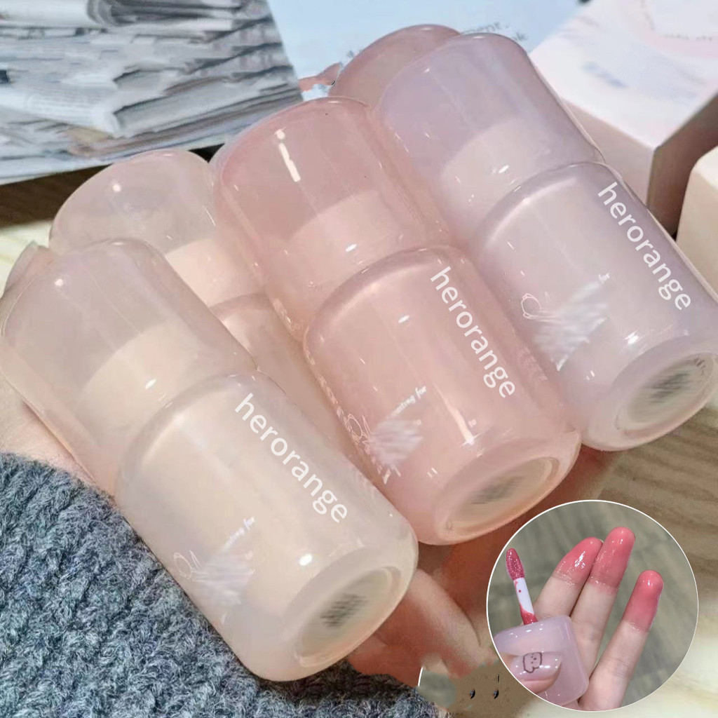 Herorange Big Ice Bucket Lip Mirror Lip Glaze Water Gloss ลิปสติกนักเรียน