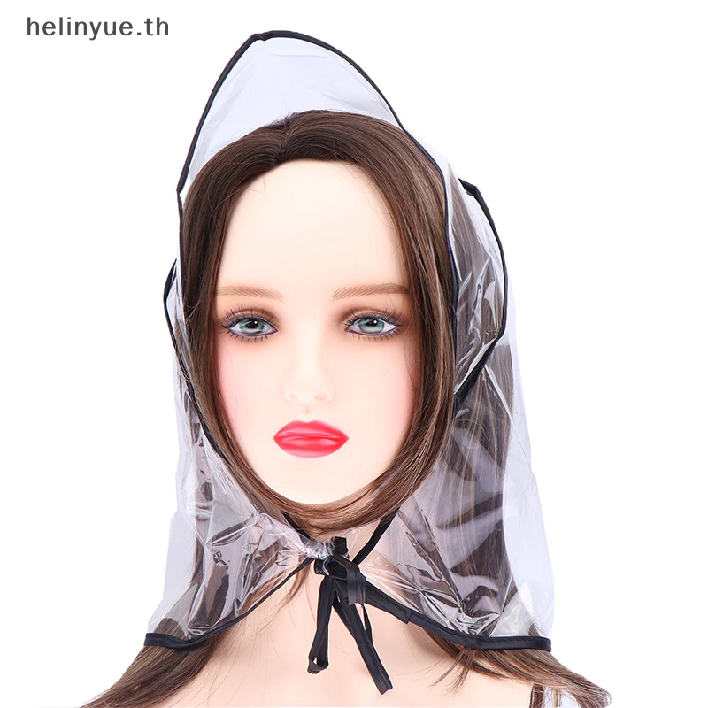 Helinyue หมวกกันฝนพลาสติกสำหรับผู้หญิง thumbnail 3