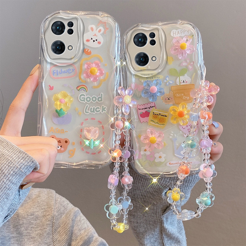 เคส Oppo Reno 7 Pro 5G เคส เข ้ ากันได ้ กับโปร ่ งใสน ่ ารักการ ์ ตูนครีมขอบซิลิโคนเคสโทรศัพท ์ TYGZ2