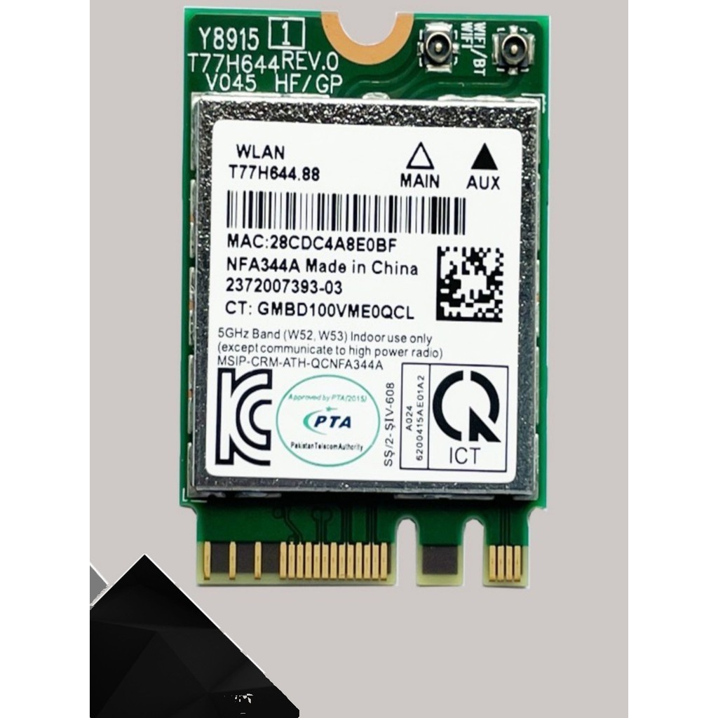 Qualcomm QCNFA344A 5G Dual Band 1200m Gigabit ACwifi การ์ดเครือข่ายไร้สาย 4.1 บลูทูธ M.2 DW1820