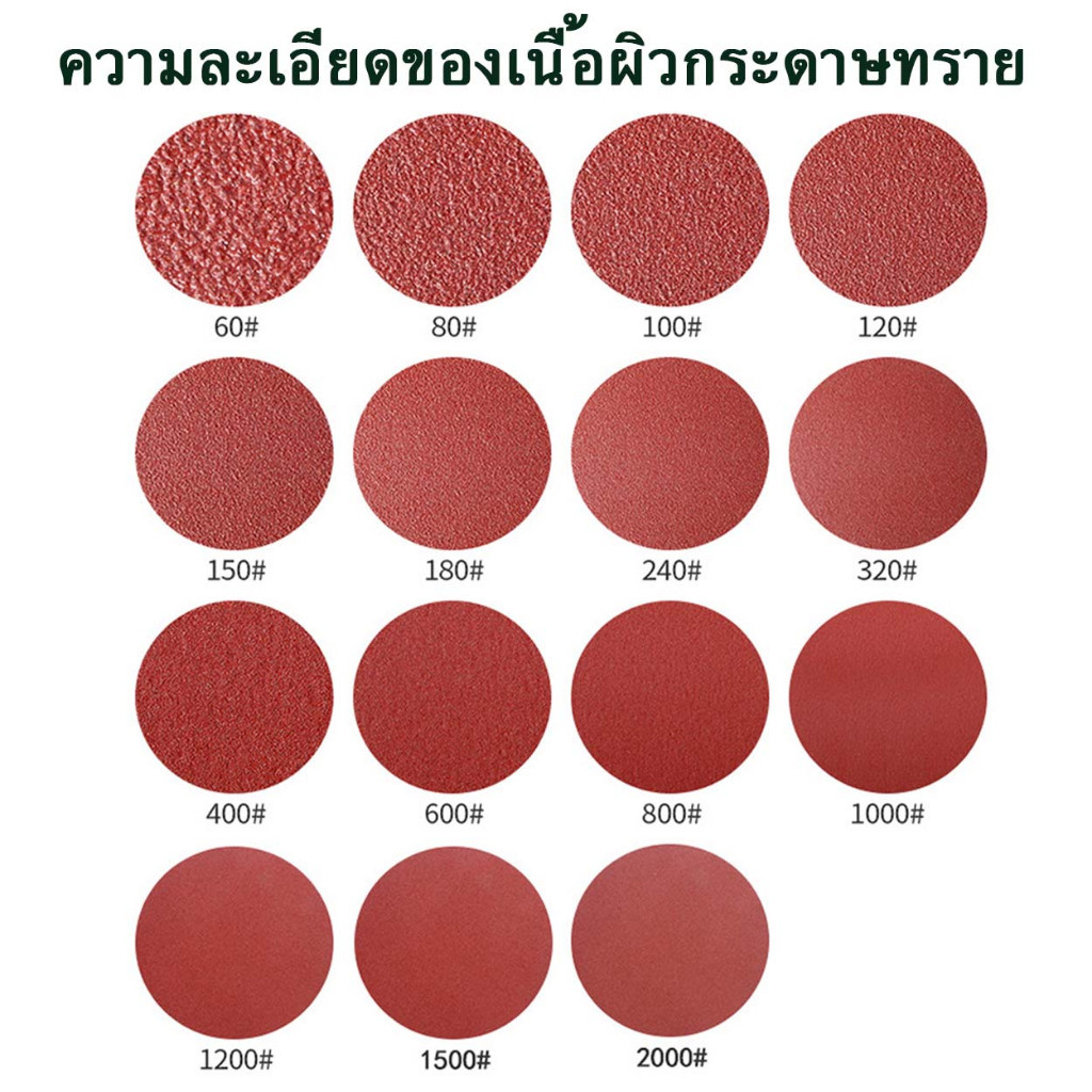 ขนาด7 นิ้ว กระดาษทรายกลม แบบแปะ หลังสักหลาด  มีหลายเบอร์ จำนวน 10 ชิ้น ราคา ถูกที่สุด ดีลบีเคเค แกลเลอรีภาพที่ 6