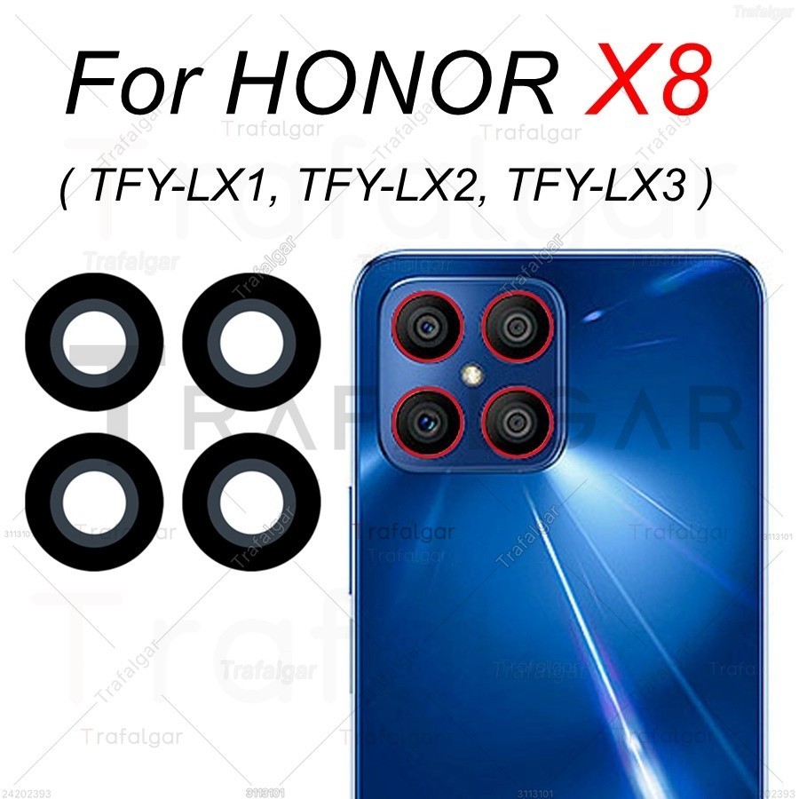 เลนส์กล้องด้านหลังสําหรับ Honor X8 4G TFY-LX1 TFY-LX2 TFY-LX3 หลักฝาครอบกล้องเปลี่ยนด้วยสติกเกอร์กาว