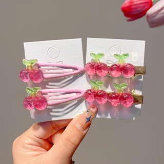 1 ชิ ้ นสีแดงเชอร ์ รี ่ หวานสาวสีชมพูกิ ๊ บ Bangs คลิปกิ ๊ บติดผมอุปกรณ ์ เสริม