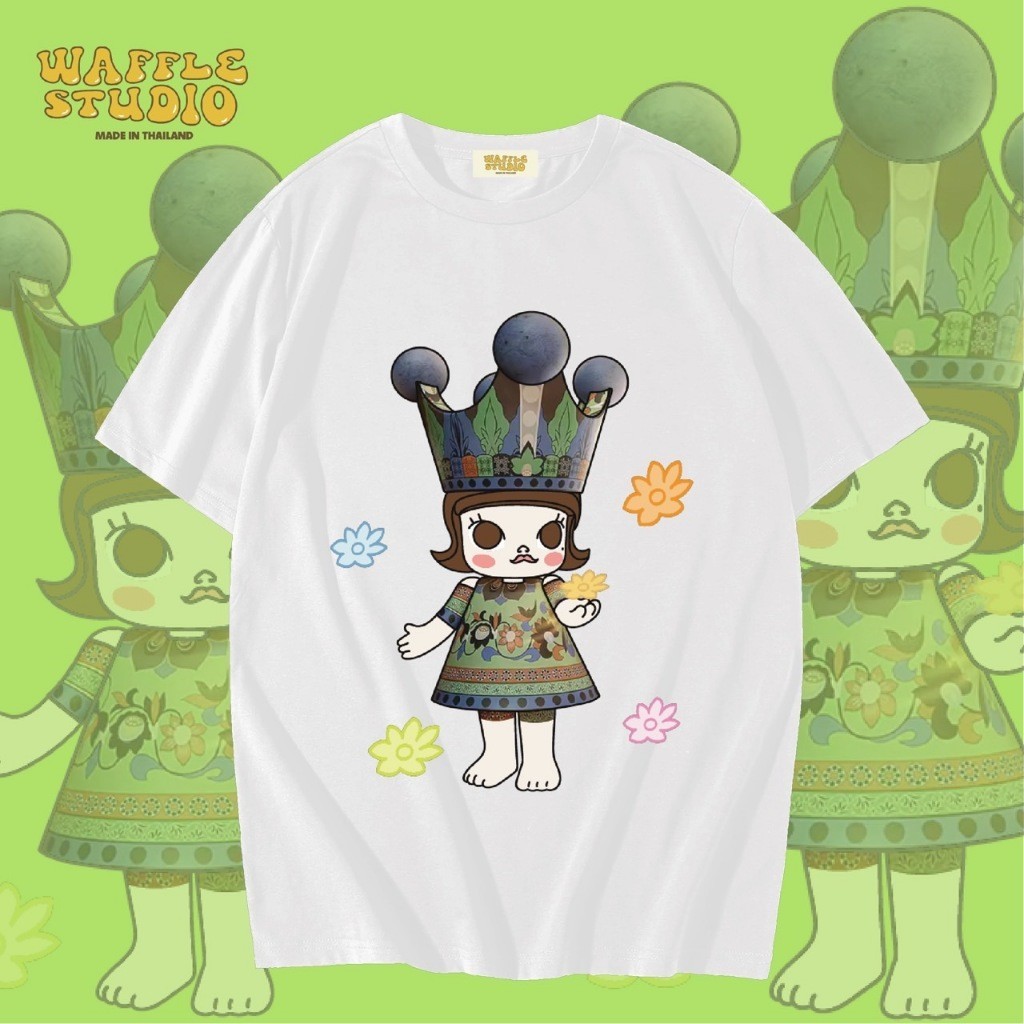 WS0235 เสื้อยืดโอเวอร์ไซส์ เสื้อยืดเกาหลี ผ้าคอตตอน100% เสื้อยืด WAFFLE STUDIO S-5XL