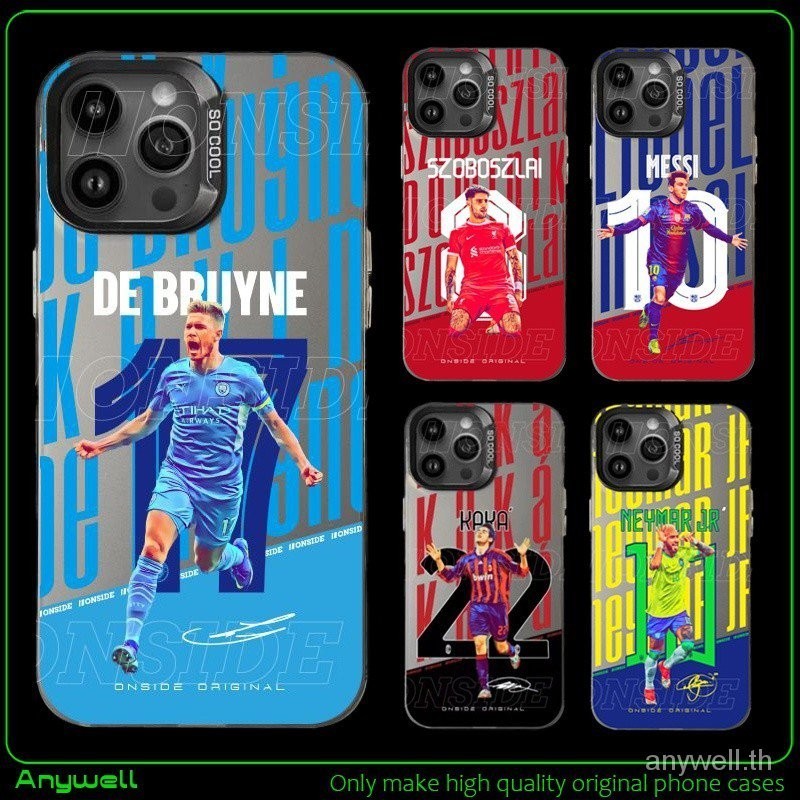 ฟุตบอลดาวเงินเคสโทรศัพท์สําหรับiphone 12 13 14 15 promax 11proกรณีX 7 8 plus soft shell De Bruyne Kaka Soboszlai Messiฟุตบอลแมนเชสเตอร์ซิตี้