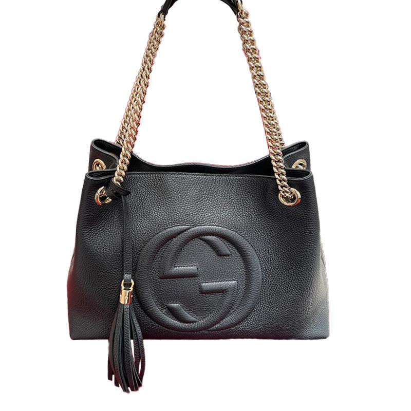 Gucci Gucci Women 's Bag Double G Leather Tote Bag Chain Bag Handbag 536196