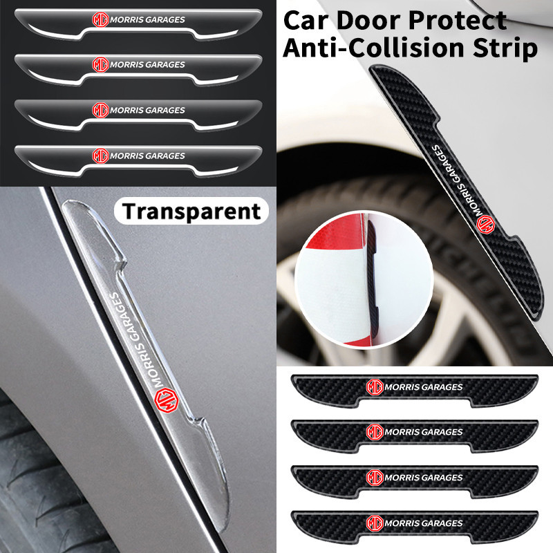4 ชิ้น MG รถประตู Anti-Collision Strip Guards Protector โปร่งใส/คาร์บอนไฟเบอร์รูปแบบ Anti รอยขีดข่วนสติกเกอร์สําหรับ MG HS ZS EP MG5 MG3 MG4 EV 4 5 6 GM Mulan VS HEV Extender