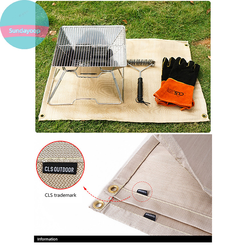 Sund Outdoor Camping ผ้าทนไฟ BBQ Fire ผ้าห่มฉนวนกันความร้อนทนสารหน่วงไฟไฟเบอร์แก้ว TH - รูปที่ 3