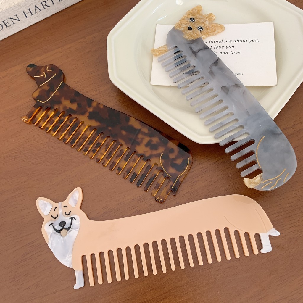หวีผมน่ารัก Acetate หวีรูปแบบเปลือกมูลค่าสูง Corgi Yorkshire สุนัขดัชชุนใหม่