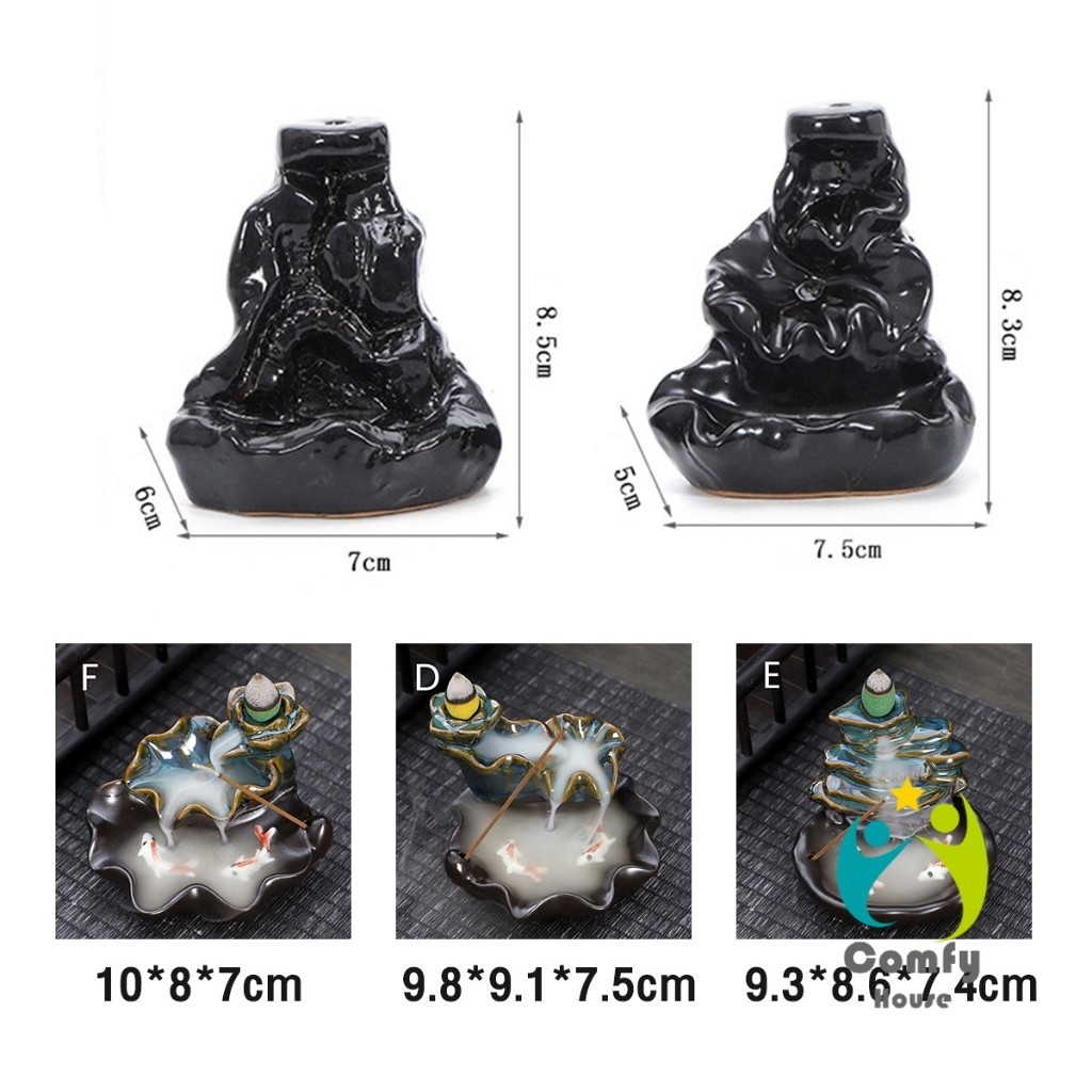Comfy กระถางธูปกำยานควันน้ำตก สไตล์หิน ดอกบัว incense burner - รูปที่ 6