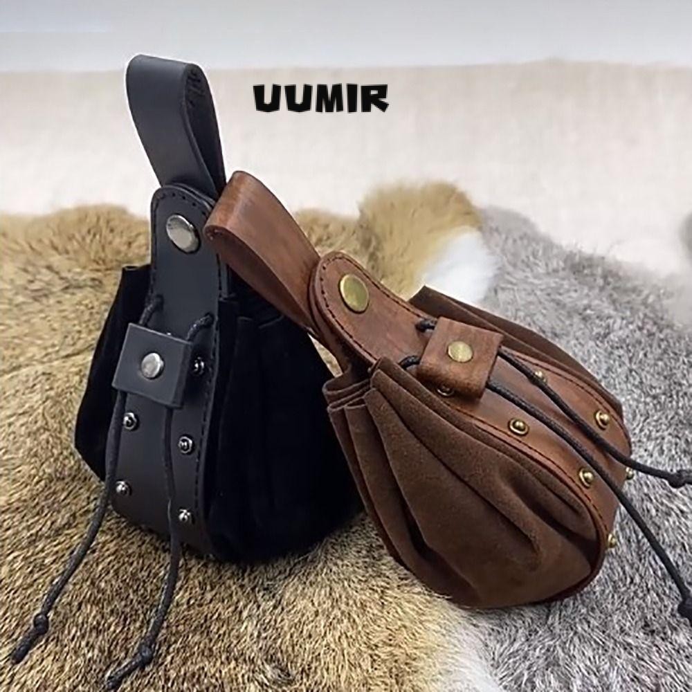 UUMIR  กระเป ๋ าคาดเอว, Drawstring Design Hangable เข ็ มขัดเอวกระเป ๋ า , Viking Medieval กระเป ๋ าใส ่ เหรียญวินเทจแบบพกพา