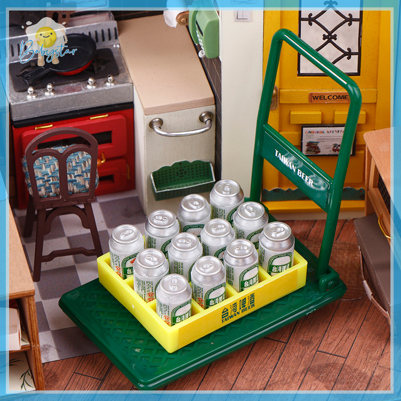 [InthehotT] 1 ชุดชิ้นส่วนเฟอร์นิเจอร์ Dollhouse Mini Handcart อุปกรณ์เสริมช้อปปิ้งซูเปอร์มาร์เก็ตรถเข็นกล่องเครื่องดื่มสําหรับบ้านตุ๊กตาตกแต่ง [ใหม่]