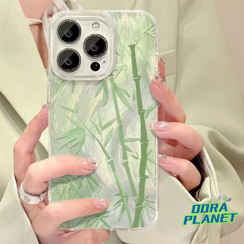 ใหม่สไตล์จีนไม้ไผ่สีเขียวพรีเมี่ยมเคสโทรศัพท์สําหรับiphone 15 14promax 13 ใหม่ 12 11 Soft 15plus 7 8 xr xs SE2020 XSMAX 7+ 8+ ล่าสุดยอดนิยมแฟชั่นFeatherกรณีเงิน
