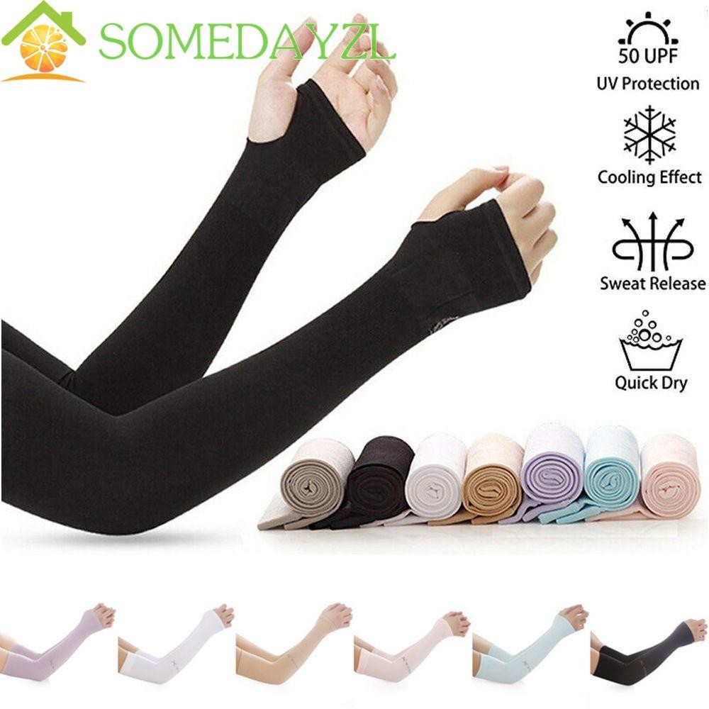 Somedayzl ผู้หญิงครีมกันแดดแขน Cooling ตกปลากลางแจ้งยุงน้ําแข็งแขนครีมกันแดด Sun Protection แขนยาวขี่จักรยานถุงมือครึ่งแขน