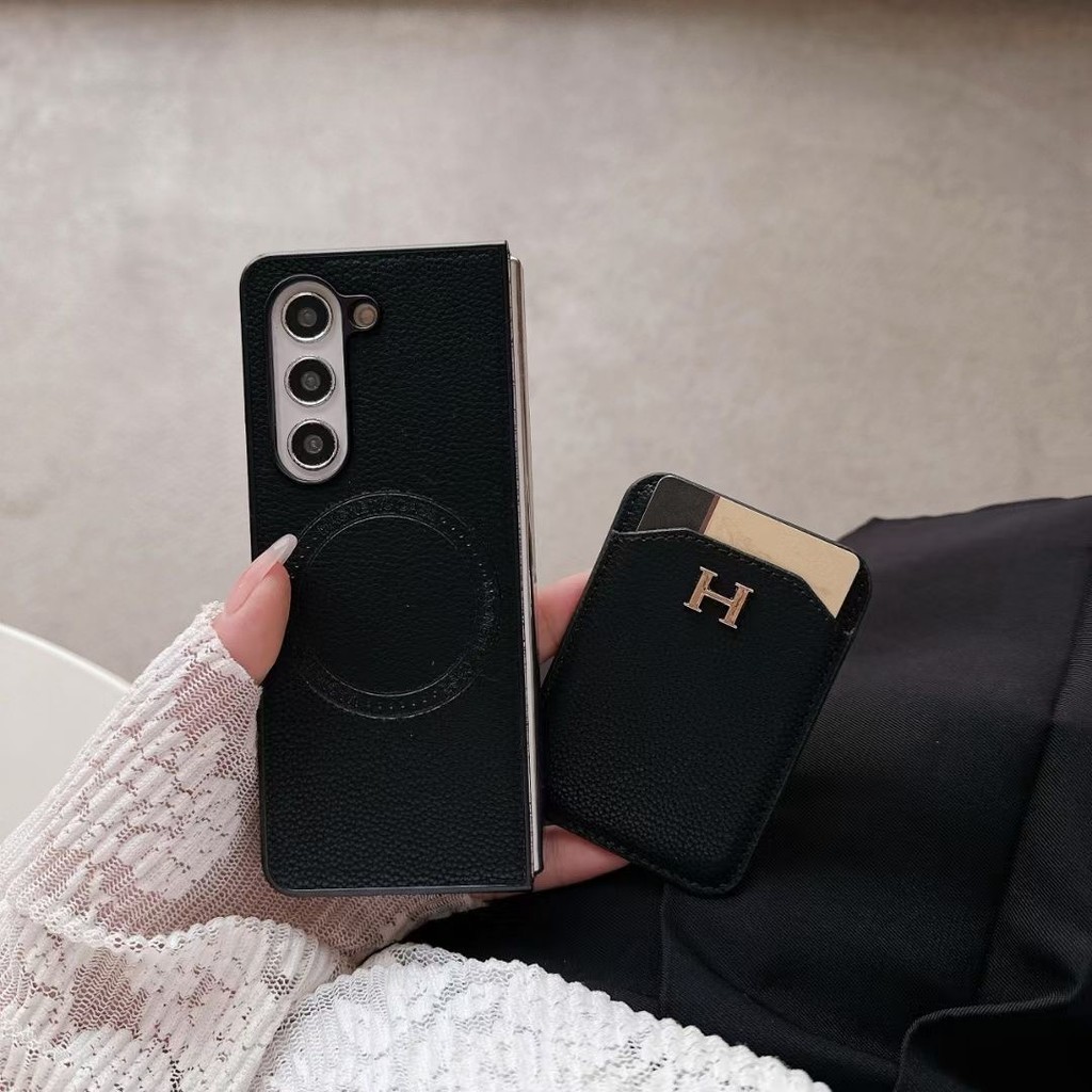 สําหรับ Samsung Galaxy Z Fold 3 4 5 6 สไตล์หนัง PU ออกแบบพร้อมกระเป๋าสตางค์สําหรับ Galaxy Z Fold5 พรีเมี่ยมคลาสสิกแม่เหล็กพับฝาครอบโทรศัพท์ด้านหลัง