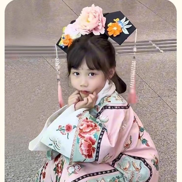 หญิงสาว Muyan Gege ธง Qing Dynasty พิมพ์ Qing Dynasty Hanfu สาว Muyan Ging Dynasty Hanfu Qing Dynast