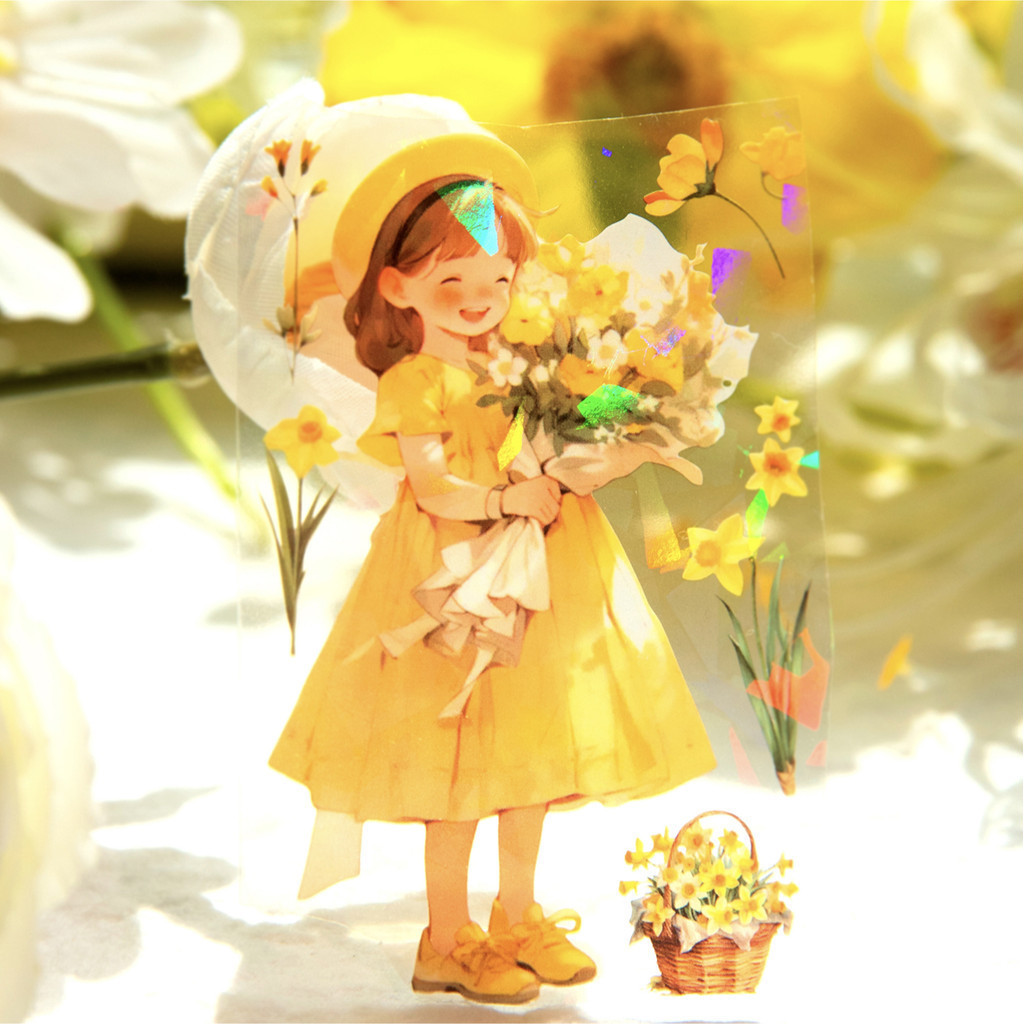 Journal Go 5x200 ซม.เทป PET Vintage ดอกไม้สาว Scrapbooking สติกเกอร์ความงาม Masking DIY Journaling Collage การ์ดวัสดุ