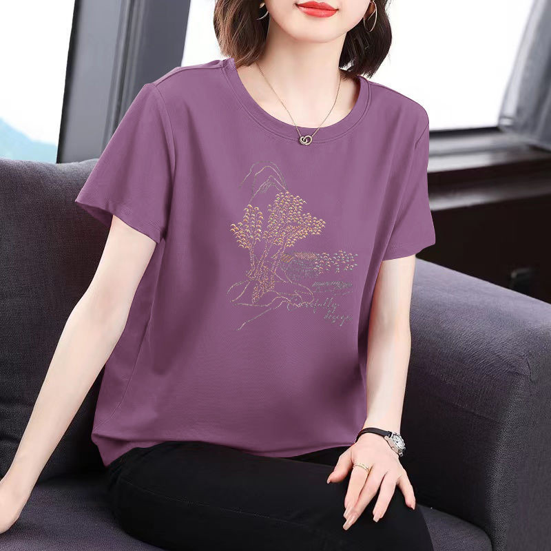 แม่ เสื้อเชิ้ตแขนสั้นแฟชั่นขนาดบวกหลวมอารมณ์ผู้หญิงชั้นนํา รูปที่ 2