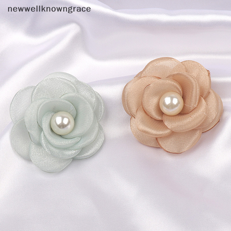 Newwellknowngrace 1 ชิ้น 5 ซม.ตาข่ายผ้ากอซดอกไม้สําหรับ DIY ตกแต่งงานแต่งงานดอกไม้สมุดภาพหัตถกรรม/ 3D ผ้าดอกไม้ TH