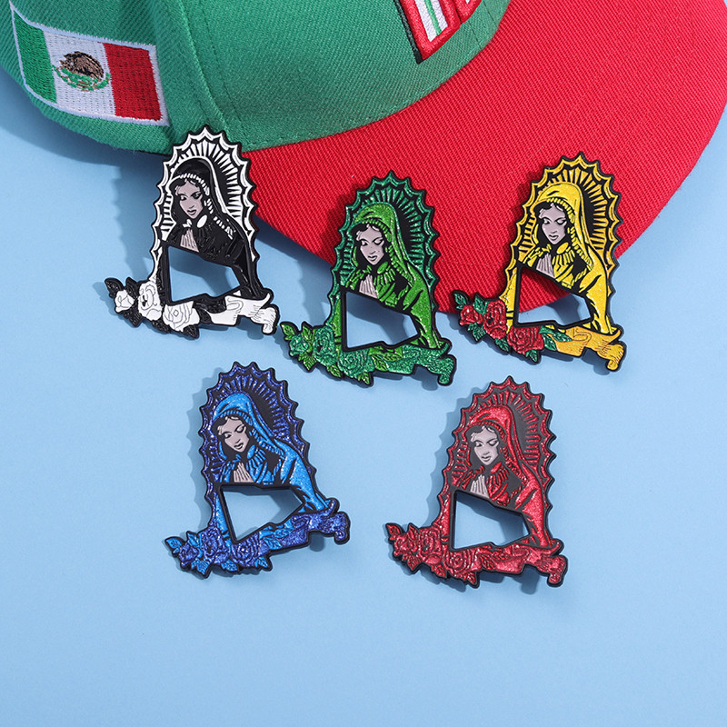 Retro Virgin Mary หมวกสีสันสดใส Badge ตกแต ่ งเม ็ กซิกันเบสบอลหมวก Pin เครื ่ องประดับของขวัญสําหรับเพื ่ อน