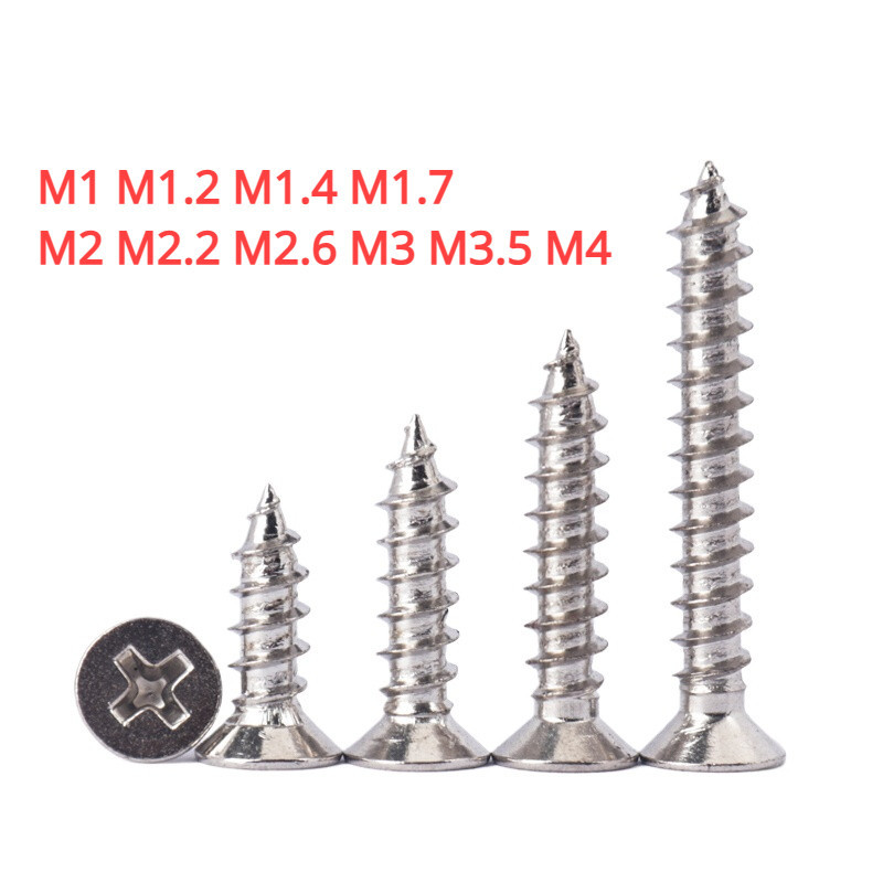 [YHM1] สกรูเกลียวปล่อย  หัวF+ น็อต สกรู หัวเตเปอร์ แฉก F+ สแตนเลส 304 เกลียวปล่อย  M1 - M3.5 / Flat Head Phillip Tapping Screw SUS304