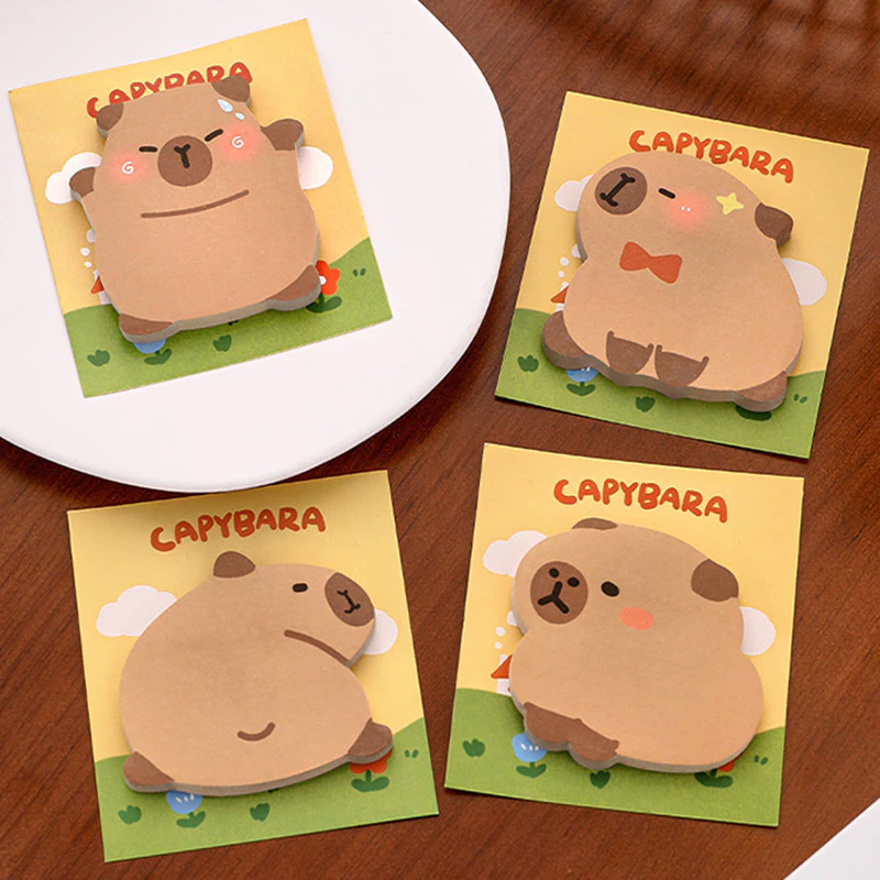30 แผ่นการ์ตูน Capybara Shape Sticky Notes นักเรียน Mini Memo Pad