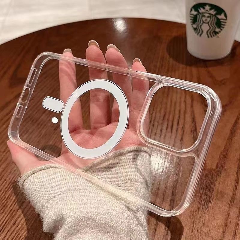 เคสโทรศัพท์มือถืออะคริลิคใส แบบแข็ง แม่เหล็ก กันกระแทก สําหรับ iPhone 11 12 13 14 15 16 17 Pro Max 17 Air เคสแม่เหล็ก