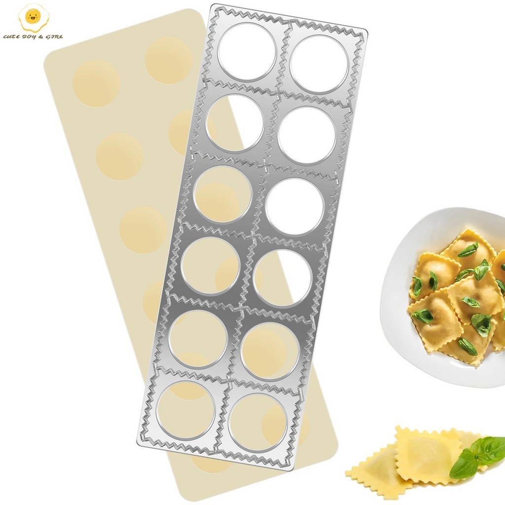 Ravioli Maker 12 หลุม Ravioli กดแม่พิมพ์คู่มืออิตาเลี่ยน Dumpling Maker แม่พิมพ์อเนกประสงค์ Ravioli Maker กด 30.4x10.9x1.5 ซม. SHOPSBC0362