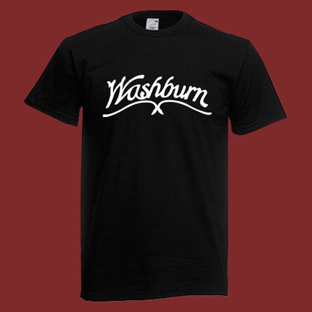 Good Printing Soft Washburn Guitar Logo เสื้อยืดผู้ชายสีดํา