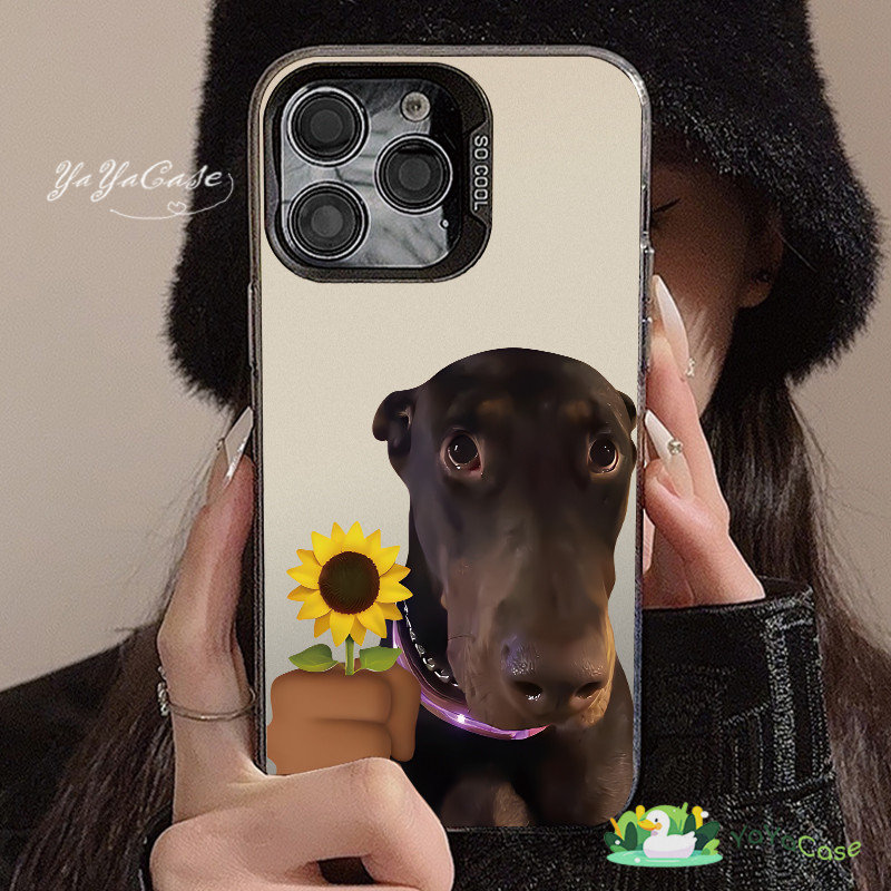 สำหรับ iPhone11 13 CASE FOR เคสไอโฟน15 14 12 Pro Max 15 14 7 8 Plus X XR XS MAX Funny dog รุ่น สไตล์ ขั้นสูง สี เงิน เคส