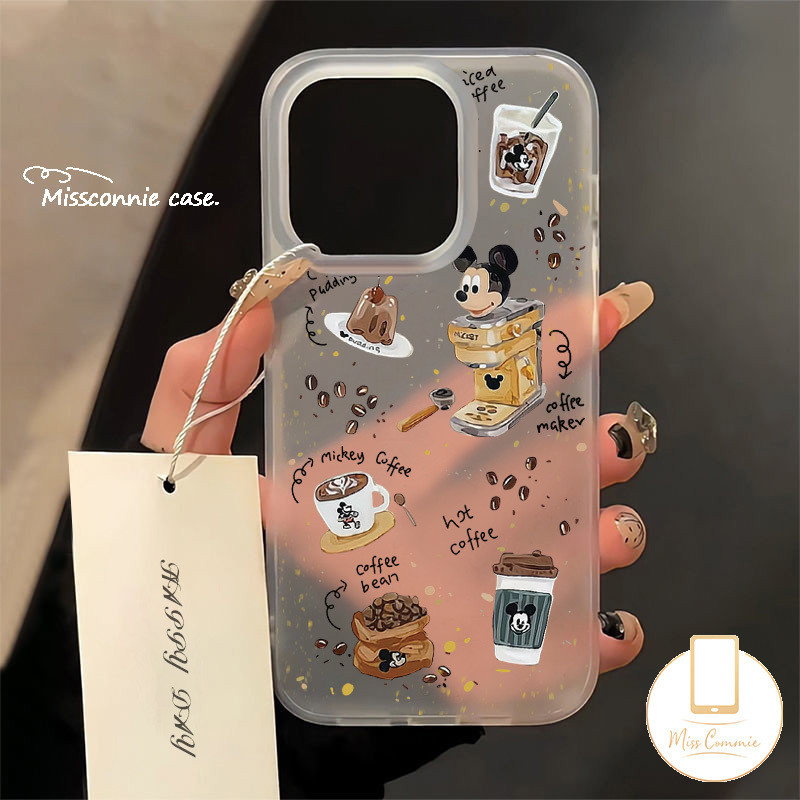 คู่น่ารักการ์ตูนกาแฟ Mickey Minnie เมาส์สําหรับ IPhone XR 11 7Plus 8Plus 7 8 6 6S Plus 15 13 12 11 14 Pro Max X XS Max Creative Candy กันกระแทกปกอ่อน
