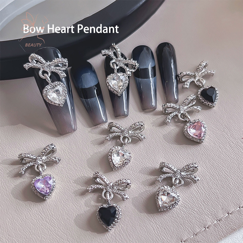 [maybeauty] 1 ชิ้น Kawaii Bow Nail Art Ch 3D ญี่ปุ่นโบว์เครื่องประดับเล็บ Rhinestone ตกแต่ง DIY Love จี้อุปกรณ์เสริม {TH}